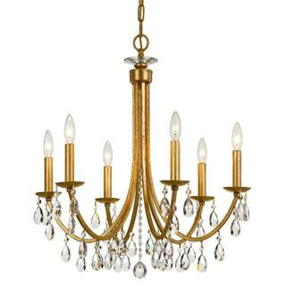 Crystorama Bridgehampton 6-Light Antique Gold Crystal Chandelier 8826-GA-CL-MWP - The Home Depot | The Home Depot
