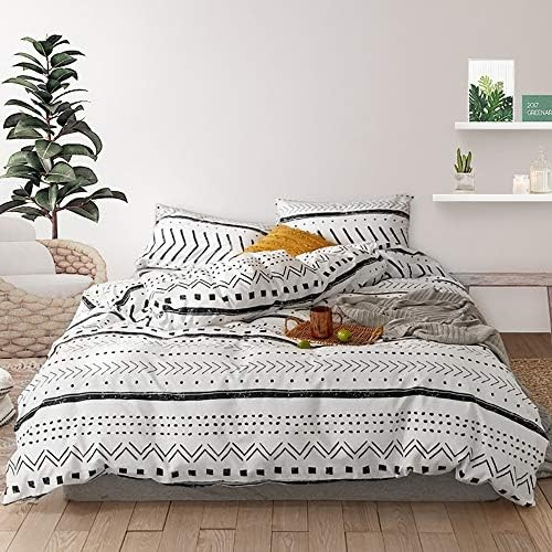 HYPREST White Duvet Cover Set King Size with Zipper Closure Hotel Quality, Soft Boho Aztec Bedding D | Amazon (US)