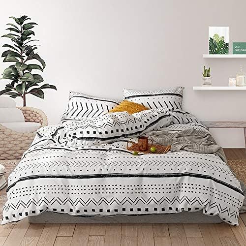 HYPREST White Duvet Cover Set King Size with Zipper Closure Hotel Quality, Soft Boho Aztec Bedding D | Amazon (US)