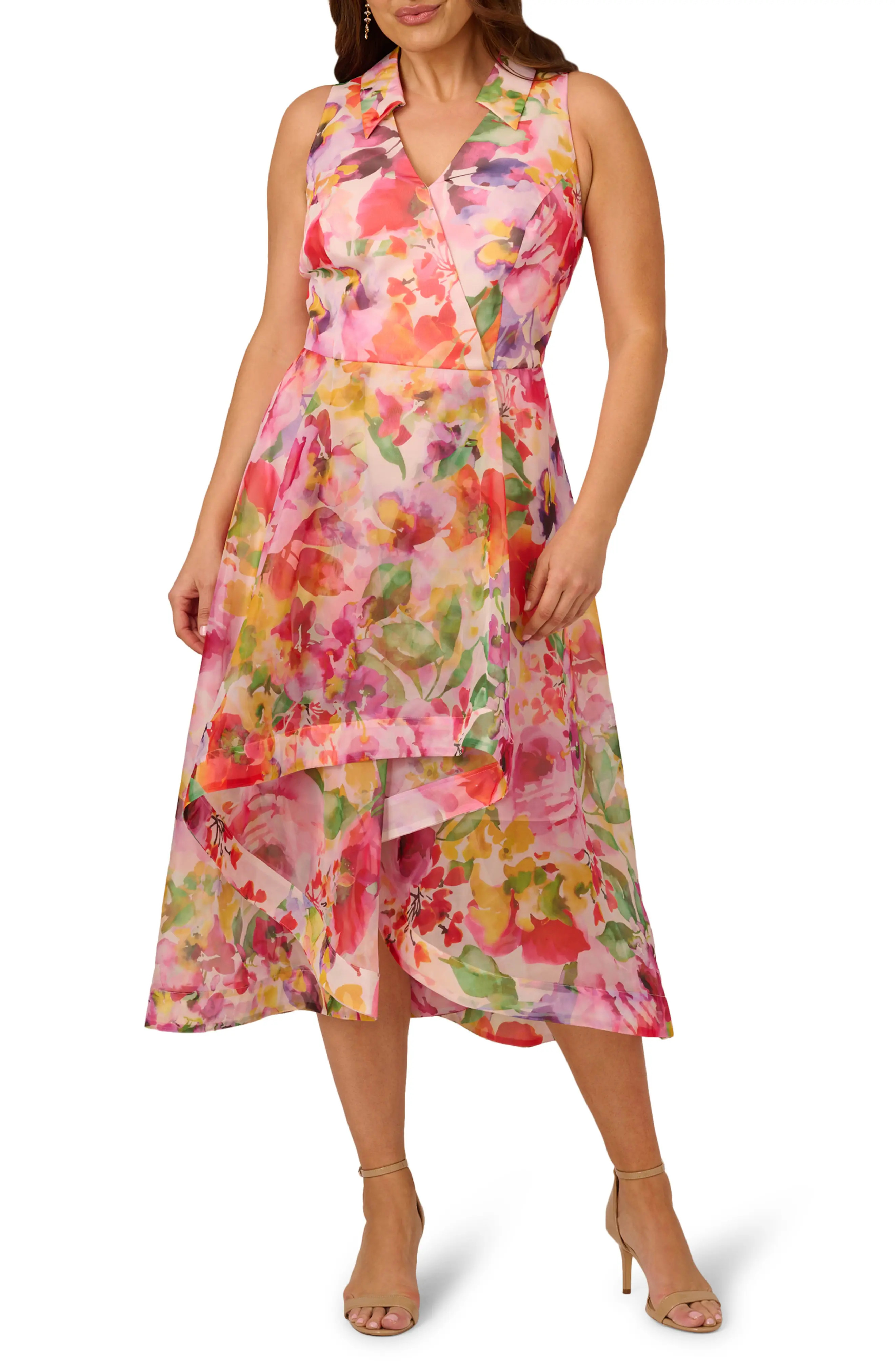 Print High-Low Midi Dress (Women) | Nordstrom | Nordstrom