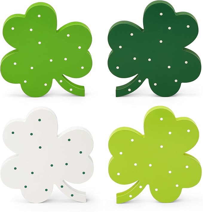 AKEROCK St Patricks Day Decor, Wooden Shamrock Decor for Table, Tiered Tray, Office Desk, Mantle ... | Amazon (US)