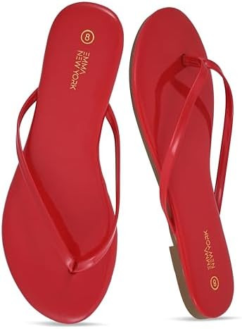 EMMA NEW YORK Flat Sandals for Women, Thong Flip Flops for Women, Cushioned Footbed, Slim Strap | Amazon (US)