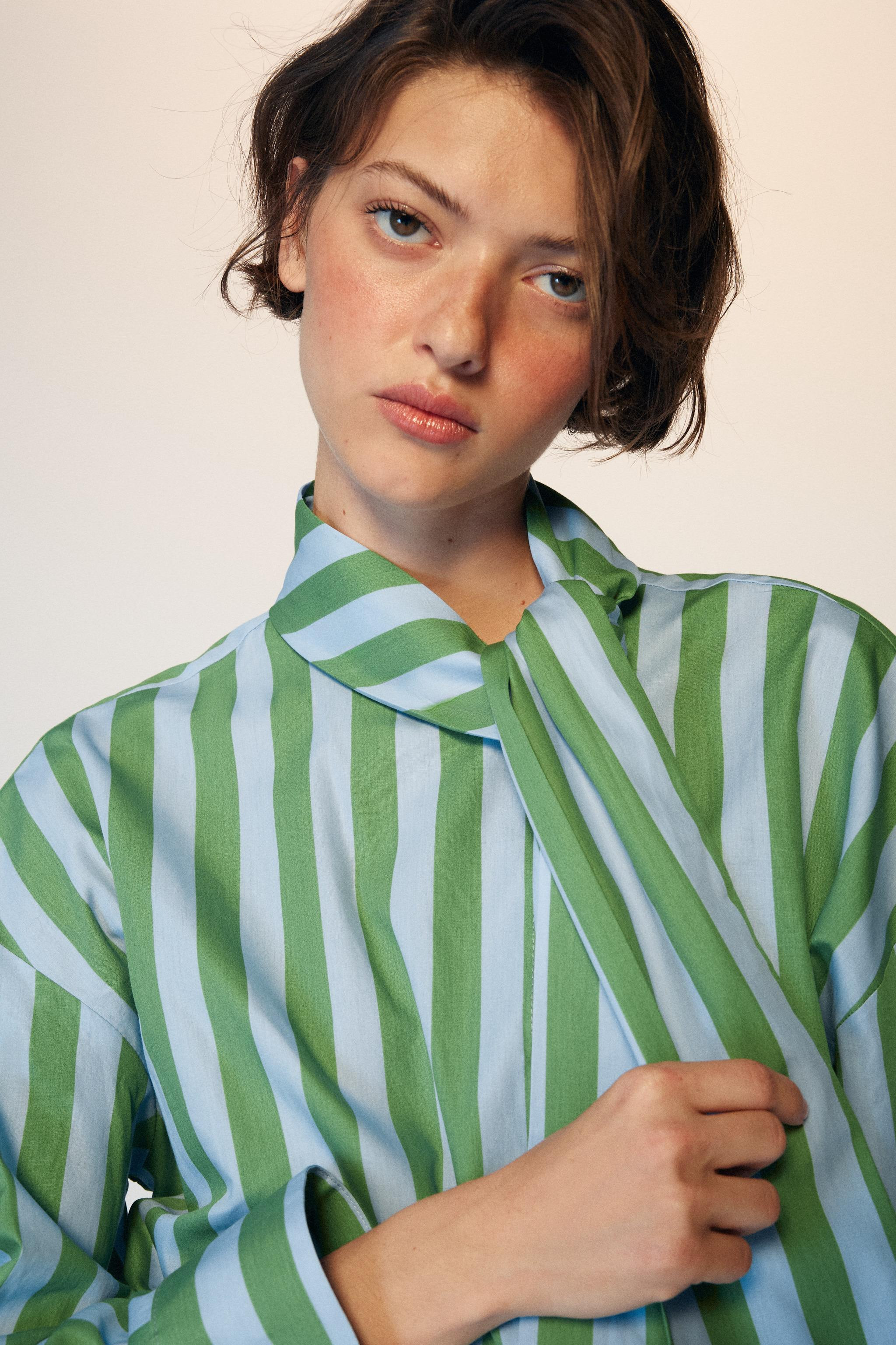 STRIPED SHIRT WITH BOW | Zara AU