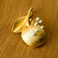 Golden Apple Large Vintage Brooch By Richelieu, Sparkly Pin Teacher Gift | Etsy (US)