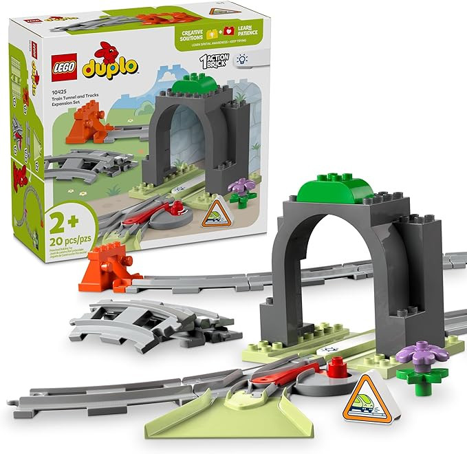 LEGO DUPLO Town Train Tunnel and Tracks Expansion Set - 10 Extra Pieces of Train Tracks - Prescho... | Amazon (US)