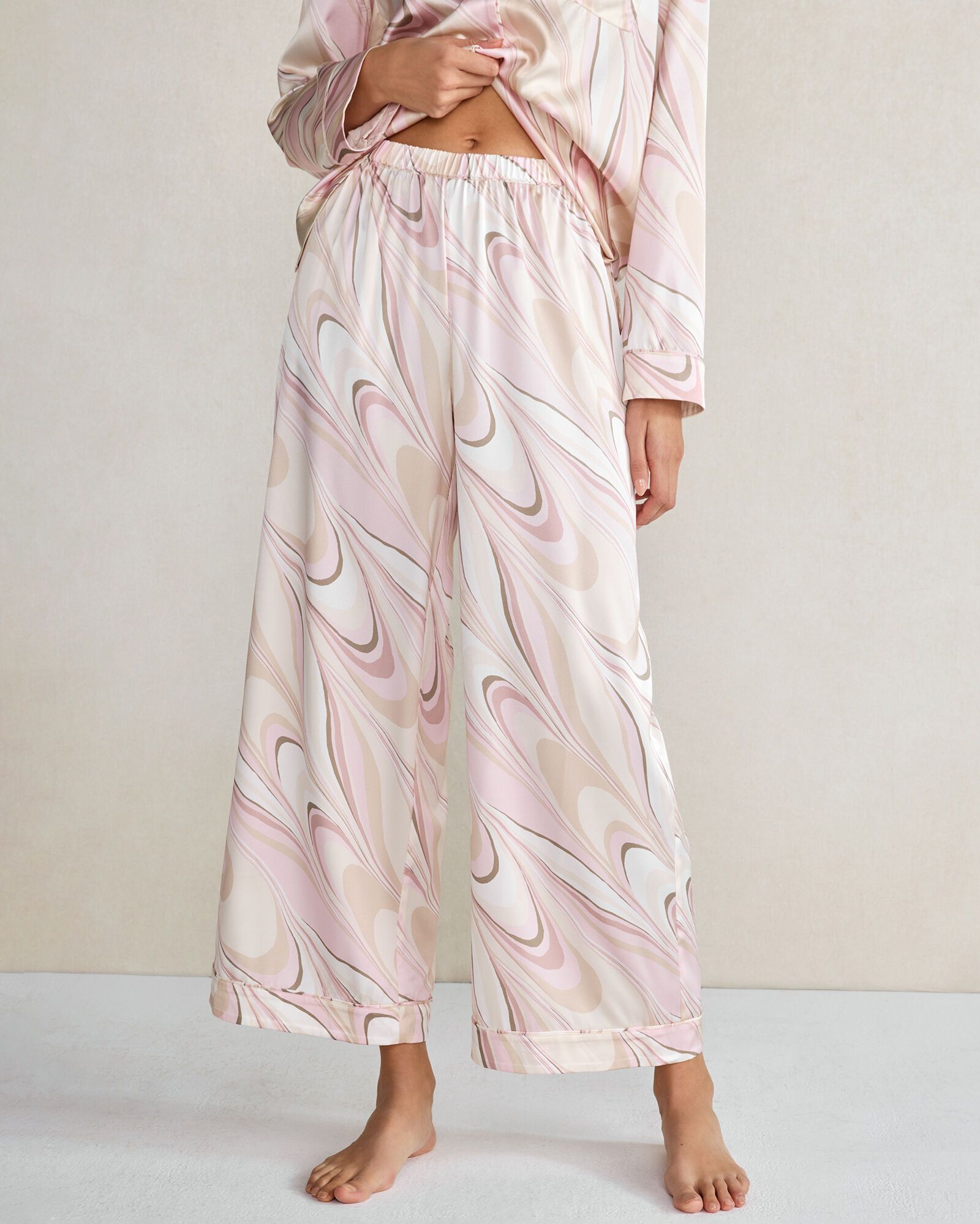 Washable Silk Marbled Wide Leg Pajama Pants | Haven Well Within