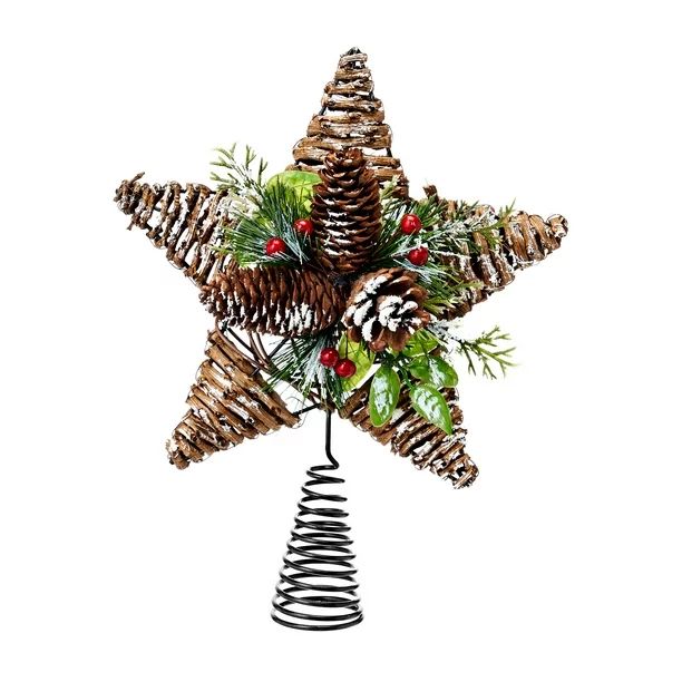 Holiday Time Rattan Star With Pinecones Tree Topper - Walmart.com | Walmart (US)