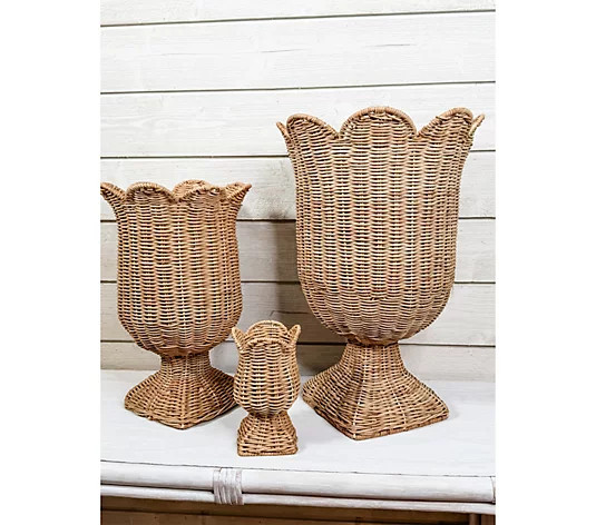 Make Your Selection: Simply Stunning 19" Woven Scalloped Footed Urn by Janine Graff | QVC