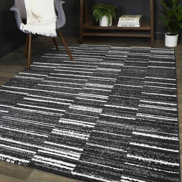 Georges Modern Striped Area Rug - Overstock - 33685394 | Bed Bath & Beyond