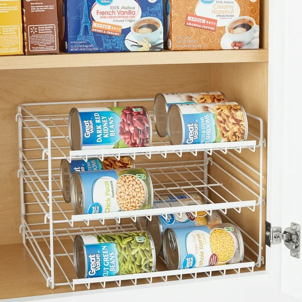 Mainstays 3-Tier Can Dispenser Rack Organizer Powder Coated Steel White - Walmart.com | Walmart (US)