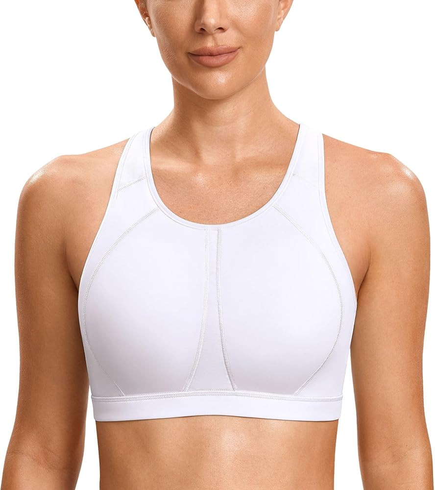SYROKAN High Neck Plus Size Sports Bras for Women High Support Racerback Full Coverage Padded Wir... | Amazon (US)