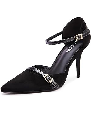 rsxses Women's Closed Pointed Toe Heels Ankle Strap Pumps 3.54 in Stiletto Sexy Party Wedding Dre... | Amazon (US)