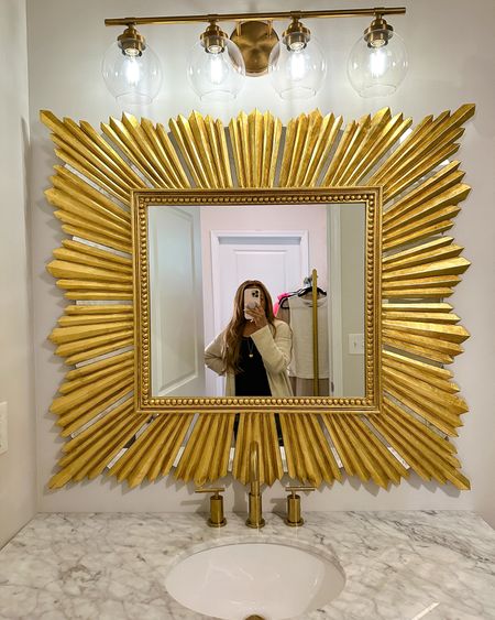 My favorite mirror in the basement bathroom. Pricey but worth it. 

#LTKhome