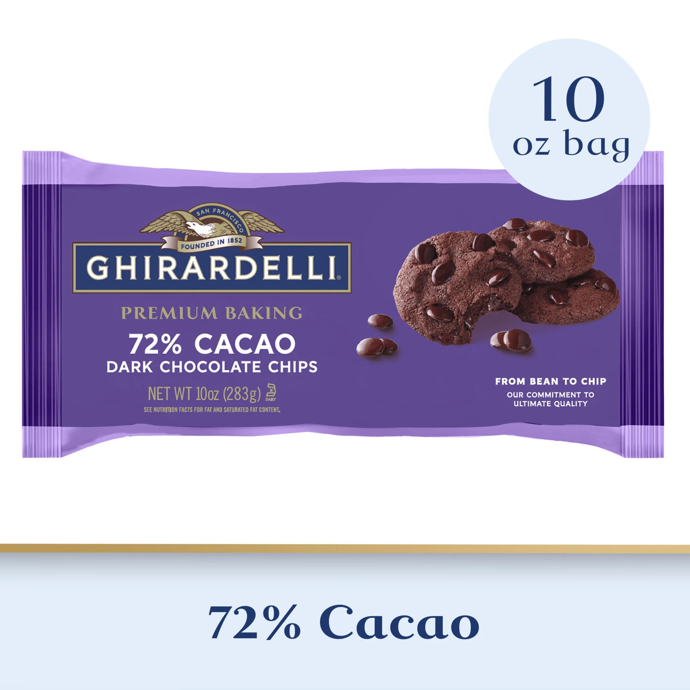 GHIRARDELLI 72% Cacao Dark Chocolate Premium Baking Chips, Chocolate Chips for Baking, 10 oz Bag | Walmart (US)