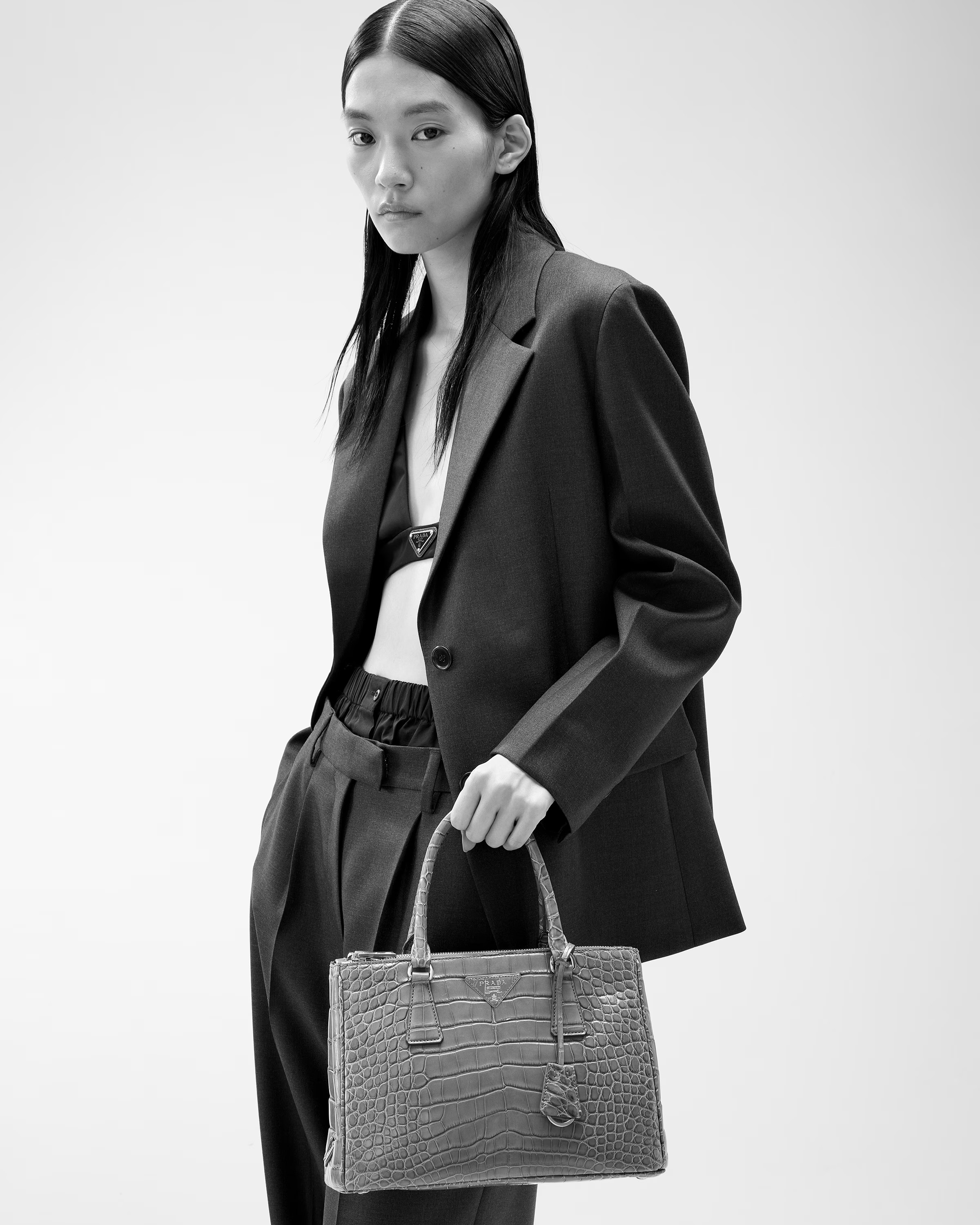 Medium Prada Galleria crocodile leather bag | Prada US