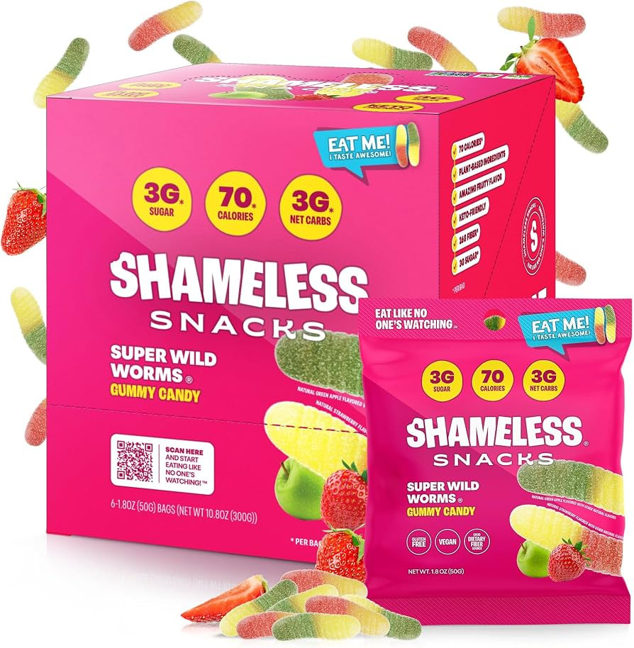 Shameless Snacks - Healthy Low Calorie Snacks, Low Carb Keto Gummies (Gluten Free Candy) - 6 Pack... | Amazon (US)