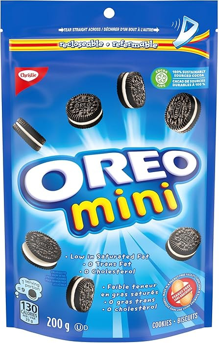 OREO Mini Original Chocolate Sandwich Cookies, Peanut Free Snack, School Snacks, 200g, Baked in C... | Amazon (CA)