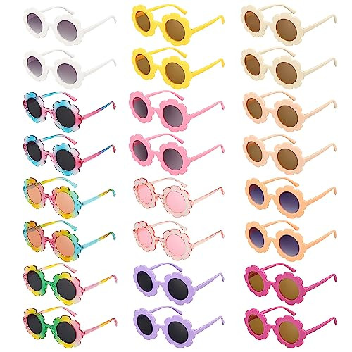 Mdvora 2/4/8/12/24 Pack Round Flower Sunglasses Set, Outdoor Kids Sunglasses Kit | Amazon (US)
