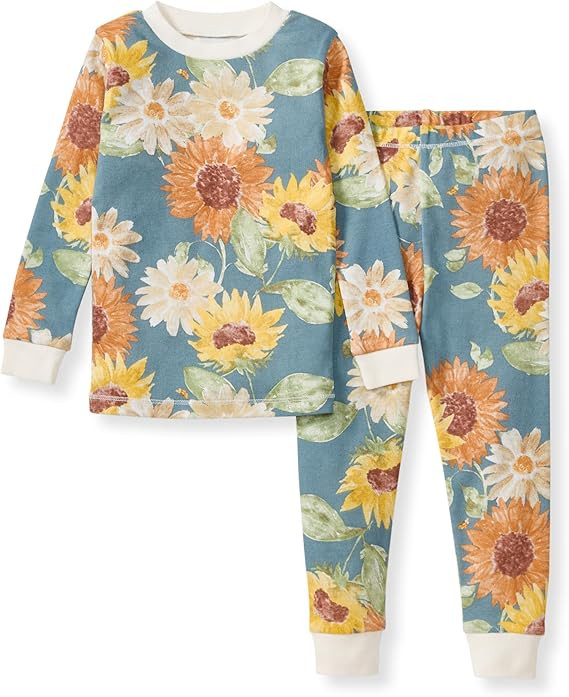 Burt's Bees Baby Girls' Pajamas, 2-Piece Long Sleeve Tee and Pants Organic Cotton PJ Set | Amazon (US)