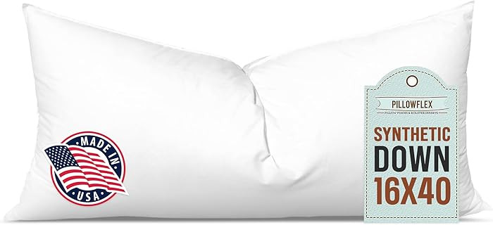Pillowflex Synthetic Down Pillow Insert - 16x40 Down Alternative Pillow, Ultra Soft, Large Rectan... | Amazon (US)