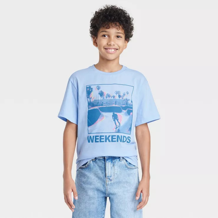 Boys' Weekend Skater Short Sleeve Graphic T-Shirt - art class™ Blue | Target