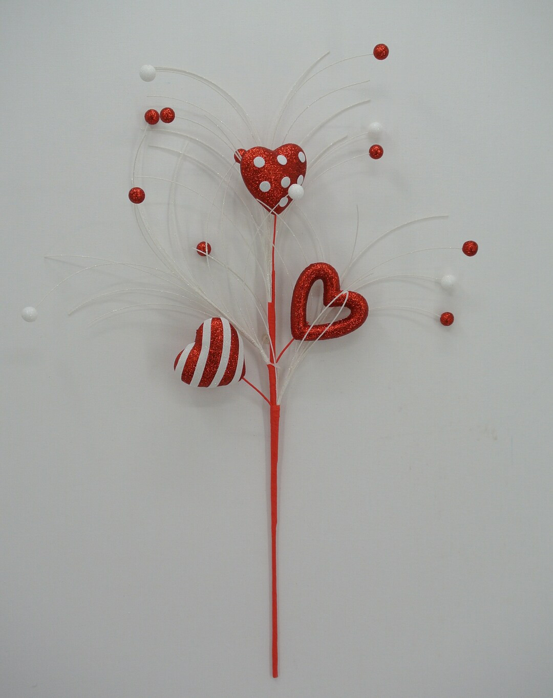 Valentine Heart Stripe Polka Dot Spray 24", Heart Spray for Wreaths, Centerpieces or Valentine Pi... | Etsy (US)