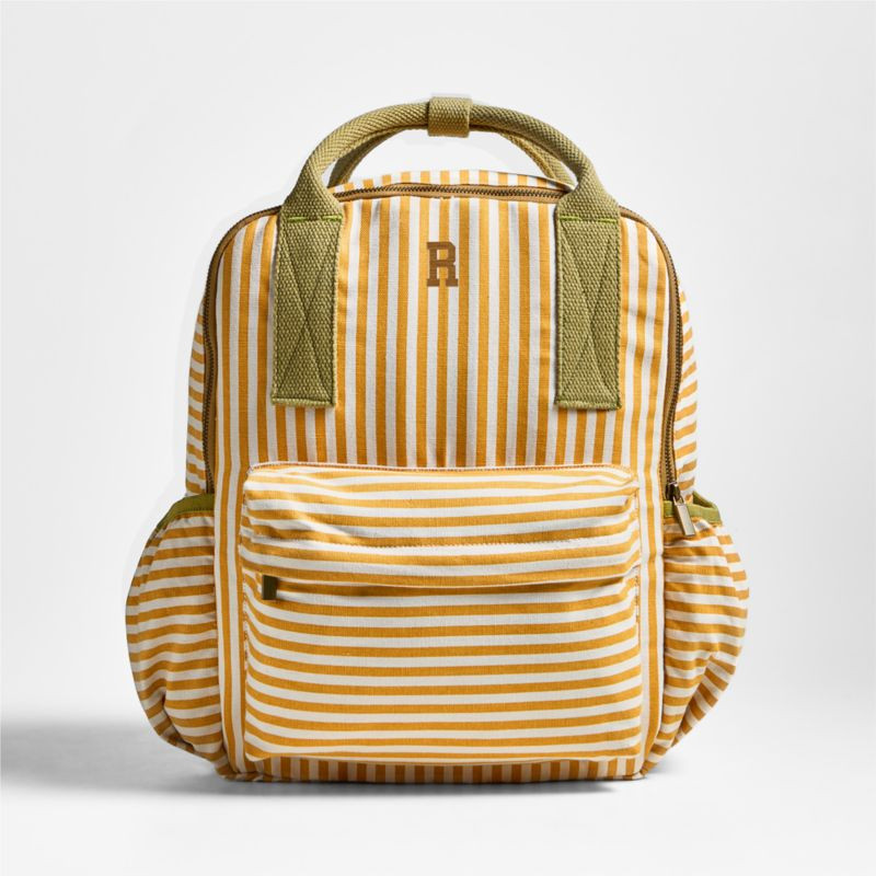 Pathfinder Large Gold Stripe Kids Cotton Backpack | Crate & Kids | Crate & Barrel
