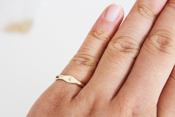 Gold Letter Ring - Initial Ring - Personalised Signet Ring - Tiny Signet Ring - Gold Signet Ring ... | Etsy (US)