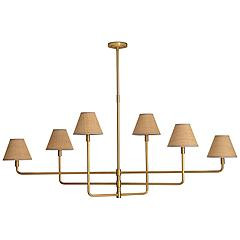 Polly Metal Chandelier (Natural Brass with Rattan Shades) | Lamps Plus