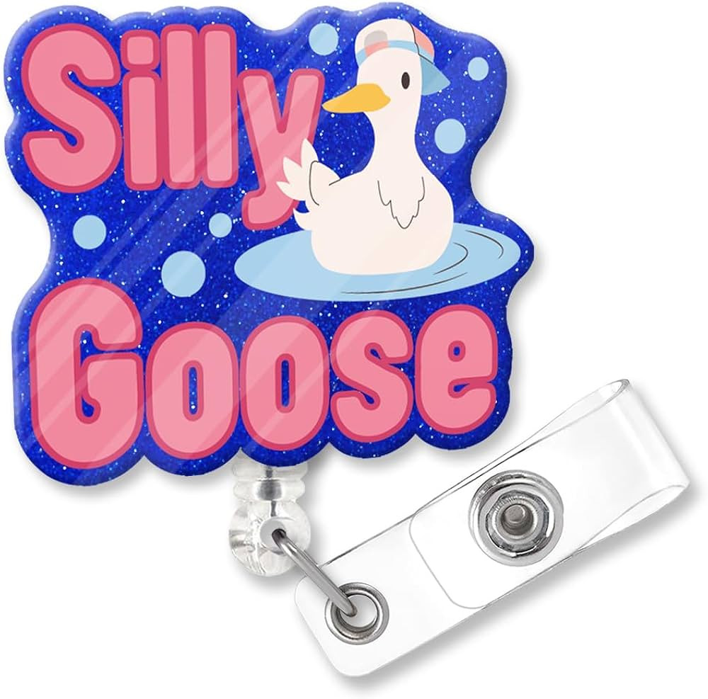 Silly Goose Funny Glitter Badge Scroll Retractable, Cute Goose Badge Holder for Nurses, Christmas... | Amazon (US)