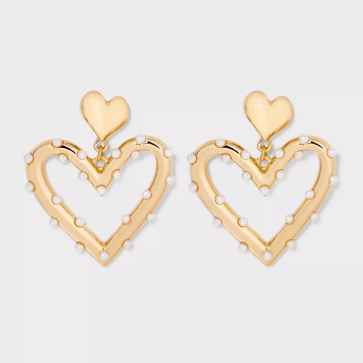 Speckled Simulated Pearl Heart Drop Earrings - Wild Fable™ Gold | Target