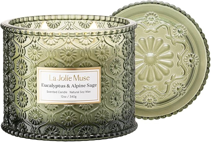 LA JOLIE MUSE Eucalyptus & Alpine Sage Candle - Eucalyptus, Sage, Lavender | 12 oz Large 2-Wick S... | Amazon (US)