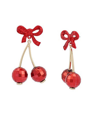 Faux Stone Love Spell Bow Cherry Drop Earrings | Macy's