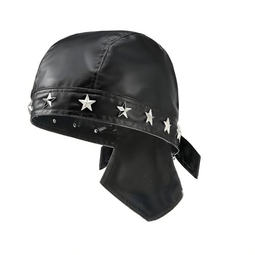 JAZTAKU Studded Skull Leather Hat Unisex Cycling Bandana Doo Rags Adjustable Punk Biker Cap | Amazon (US)