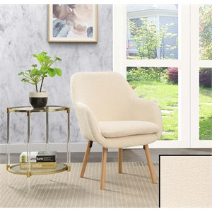 Take-a-Seat Charlotte Sherpa Accent Chair in Off White Sherpa Fabric | Cymax