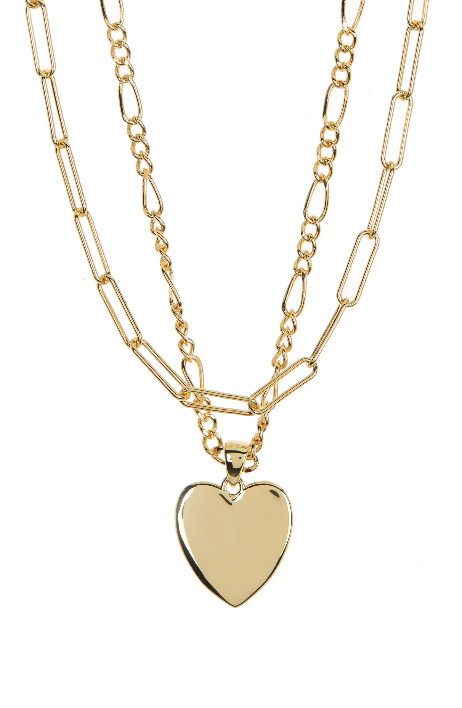 14K Yellow Gold Plated Paperclip Link Heart Pendant Necklace | Nordstrom Rack
