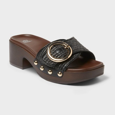 Women's Zenna Wooden Heels - Wild Fable\u2122 Black 7 | Target
