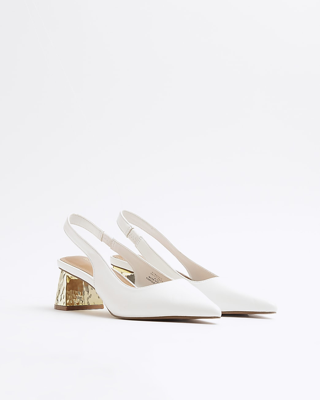 Cream Sling Back Court Metal Heeled Shoes | River Island UK & IE