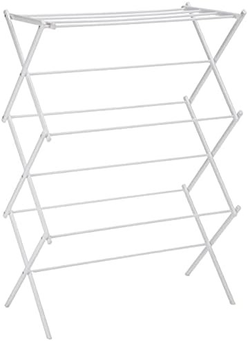 Amazon Basics Foldable Laundry Rack for Air Drying Clothing - 41.8" x 29.5" x 14.5", White | Amazon (US)