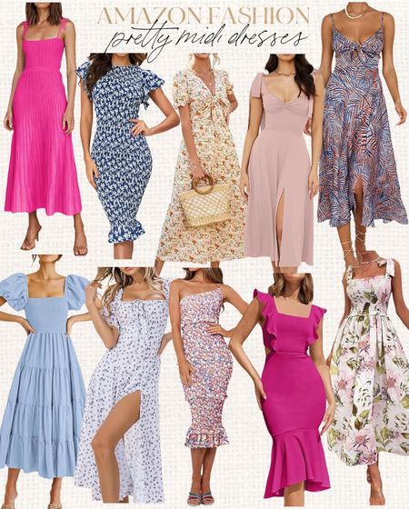 Pretty amazon spring and summer midi dresses for her! Love these bright and floral options! #Founditonamazon #amazonfashion Amazon fashion outfit inspiration 

#LTKsalealert #LTKSeasonal #LTKstyletip