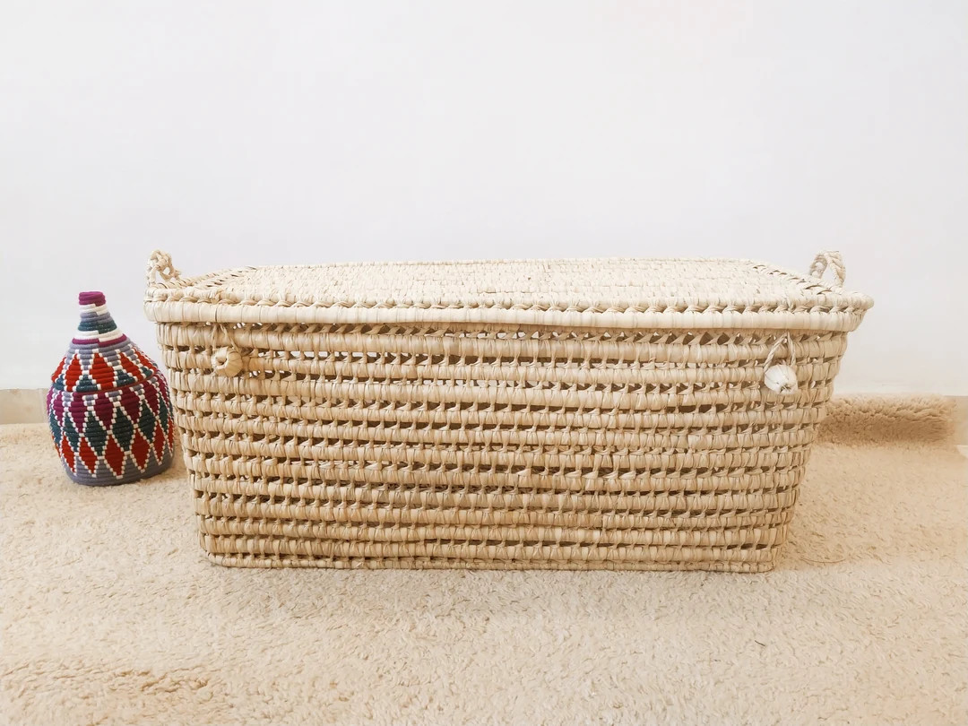 Coffre De Rangement En Osier 80 Cm Coffre Et Panier De Rangement En Feuilles De Palmier - Etsy | Etsy (US)