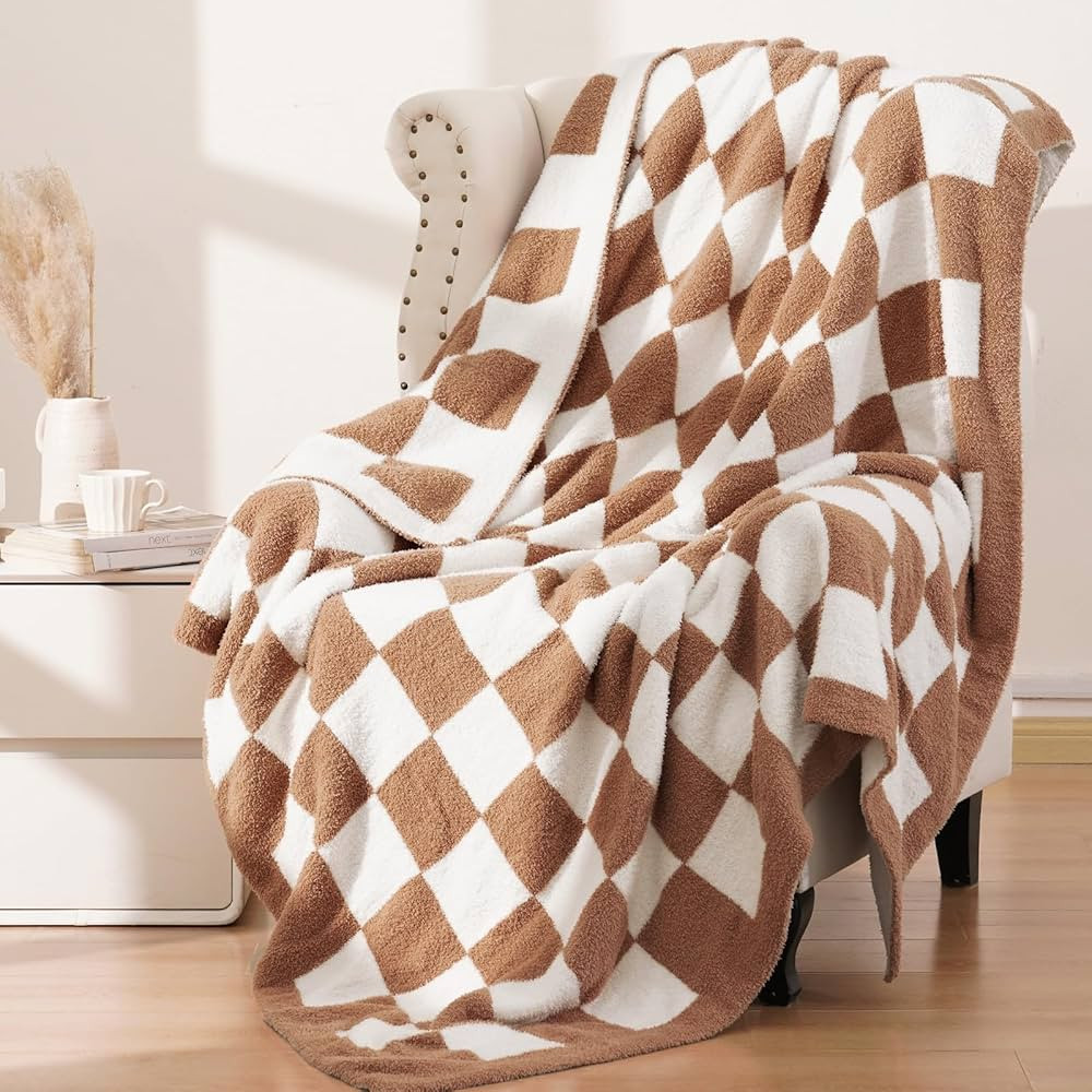 PHF Checkered Throw Blanket, Soft Knit Fluffy Aestheic Grid Blanket, Cozy Lightweight Checkerboar... | Amazon (US)