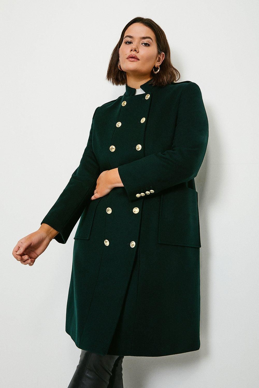 Curve Military Wool Coat | Karen Millen UK & IE