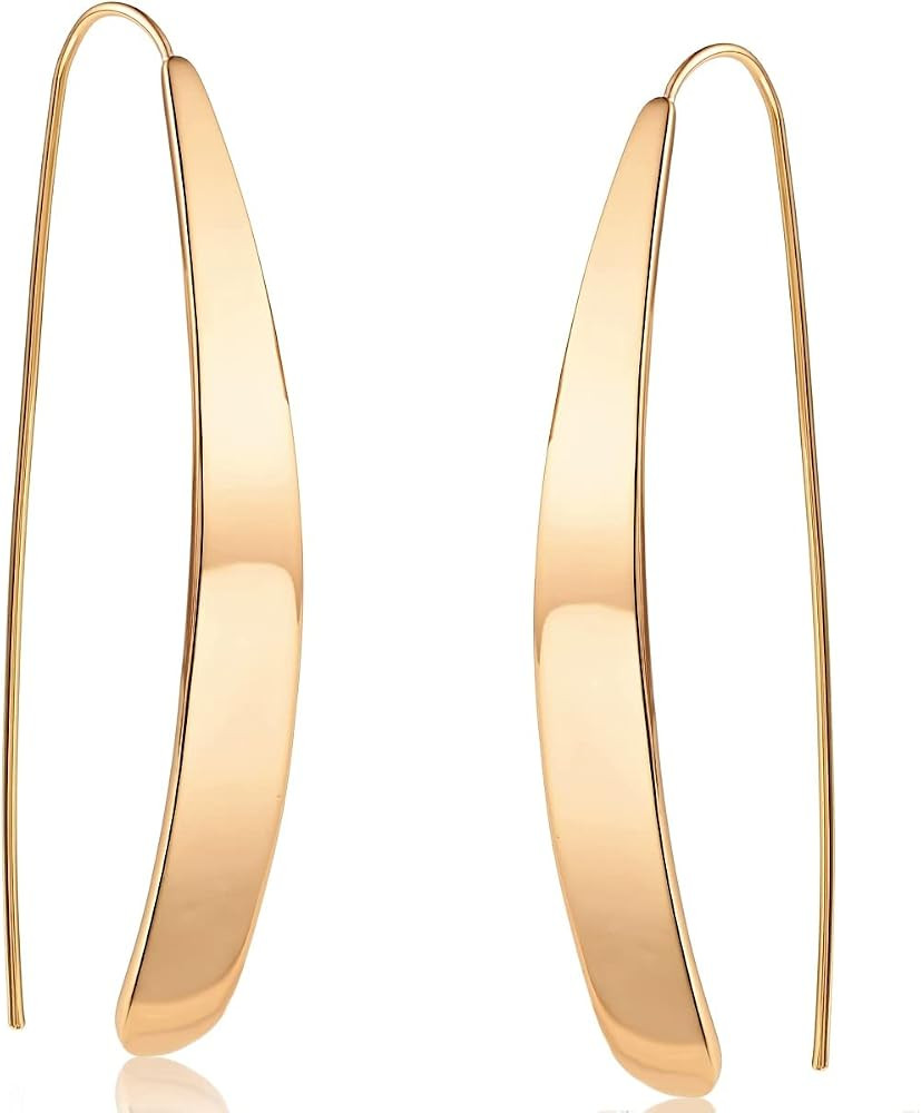 14K Gold Plated Bar Earrings for Women - Long Thread Dangle Earrings - Threader Drop Earrings - H... | Amazon (US)