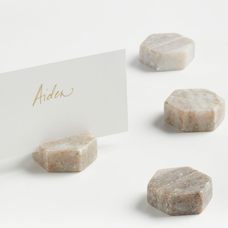 Marble Place Card Holders/Cheese Markers, Set of 4 + Reviews | Crate & Barrel | Crate & Barrel