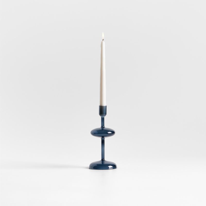 Venezia Small Deep Blue Glass Taper Candle Holder + Reviews | Crate & Barrel | Crate & Barrel
