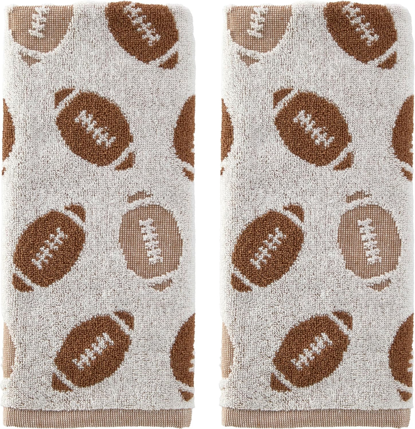 SKL Home Fall/Autumn Football Jacqaurd 100% Cotton 2pc Hand Towel Set for Bath/Kitchen/Bar & Gift, Tan | Amazon (US)