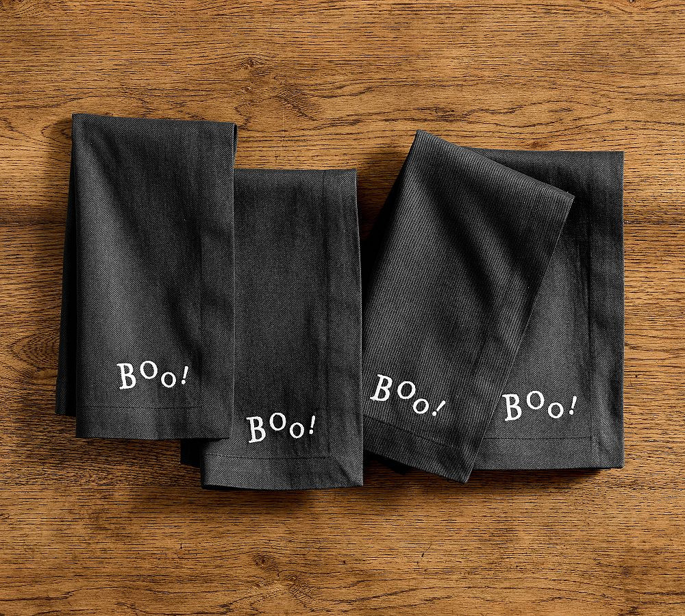 Halloween Sentiment Boo Napkins - Set of 4 | Pottery Barn (US)
