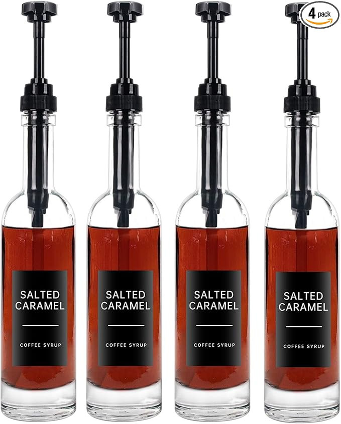 Coffee Syrup Dispenser for Coffee Bar Accessories Coffee Pump Dispenser, Glass Syrup Bottle with ... | Amazon (US)