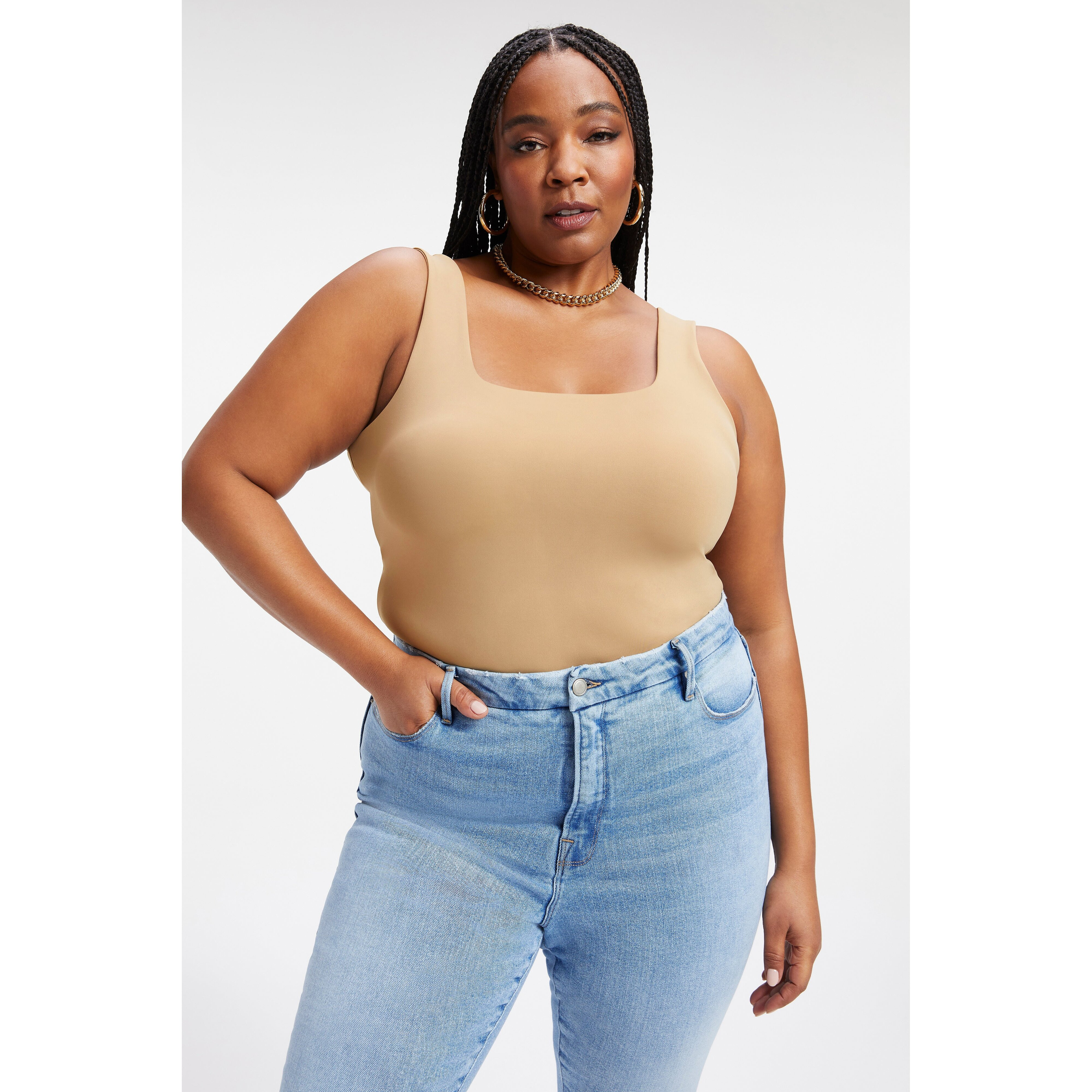 Women's Scuba Modern Tank Bodysuit | Pecan, Size 5XL | Good American by Khlo� Kardashian | Good American